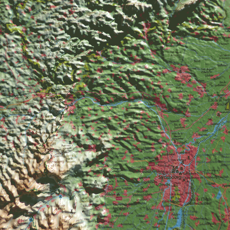 3Dmap Regionale kaart Le Massif des Vosges