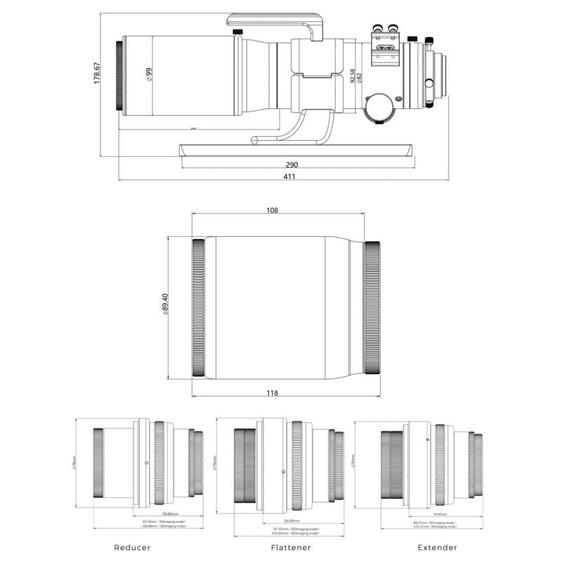 Askar Apochromatische Refractor AP 60/360 80/500 V OTA