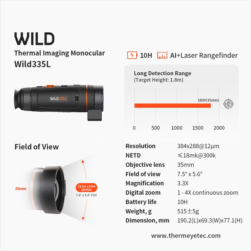 ThermTec Warmtebeeldcamera Wild 335L Laser Rangefinder