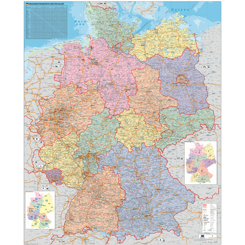 Stiefel Duitsland (Engels) politieke organisatiekaart (100 cm x 140 cm)