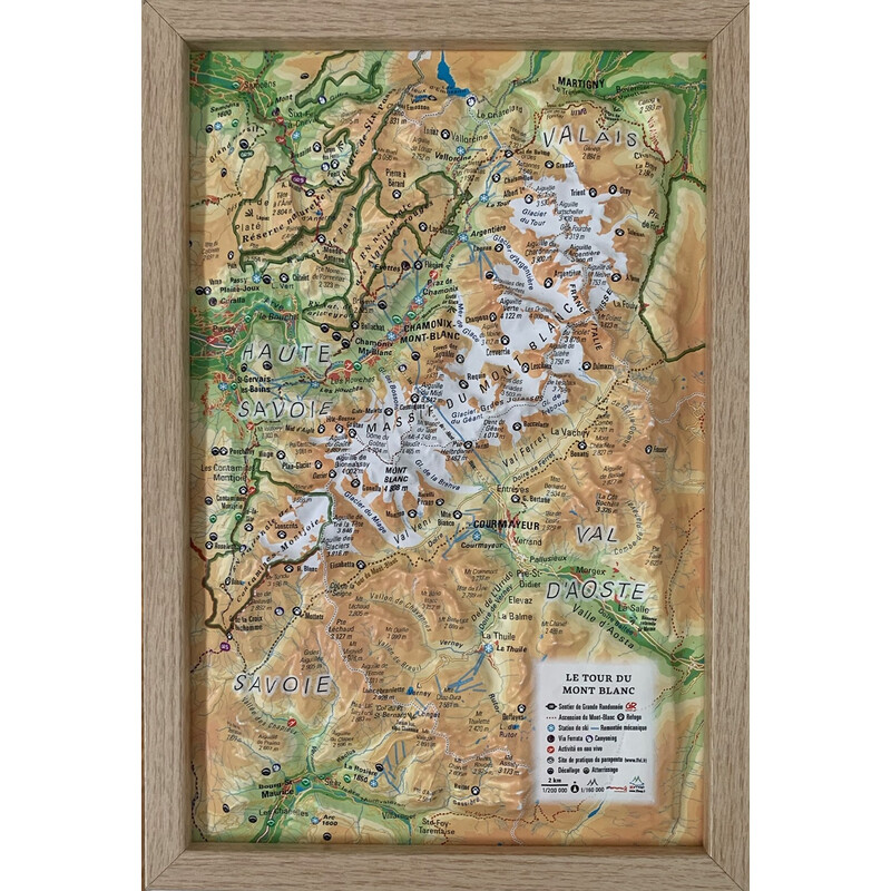 3Dmap Regionale kaart Le tour du Mont Blanc (19,5 cm x 29,5 cm)