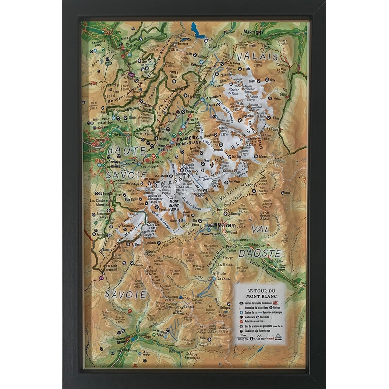3Dmap Regionale kaart Le tour du Mont Blanc (19,5 cm x 29,5 cm)