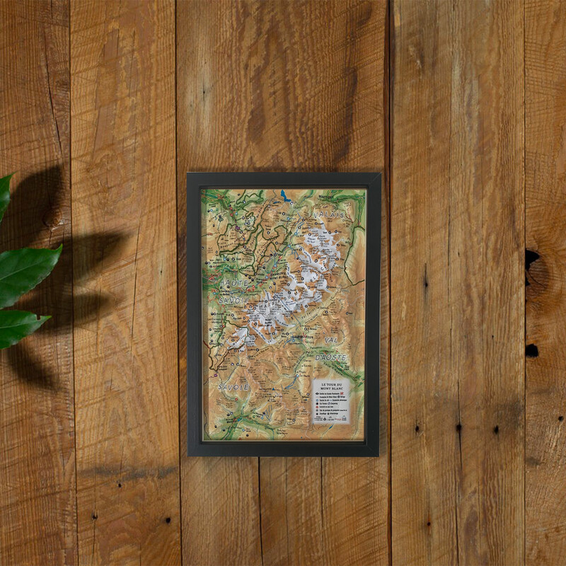 3Dmap Regionale kaart Le tour du Mont Blanc (19,5 cm x 29,5 cm)