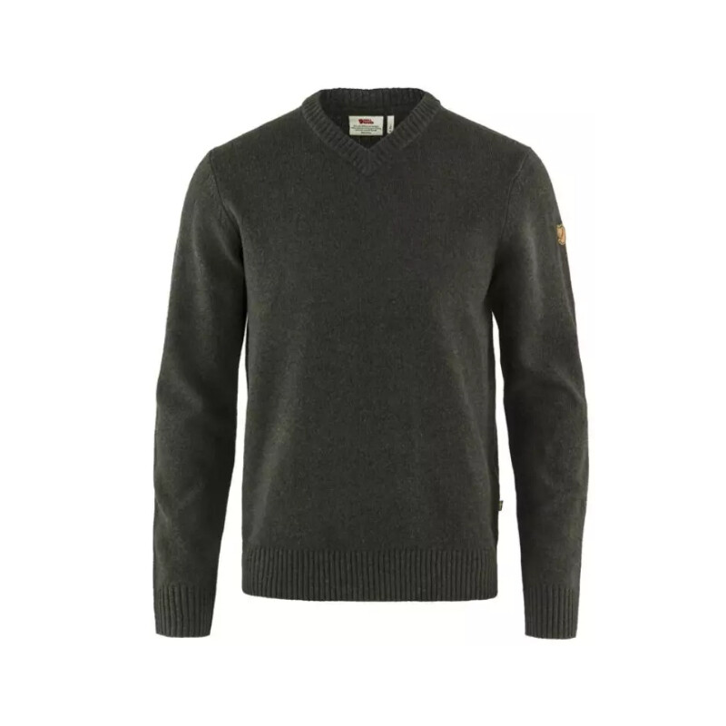 Fjällräven Övik V-hals trui M, 633 Dark Olive, maat S