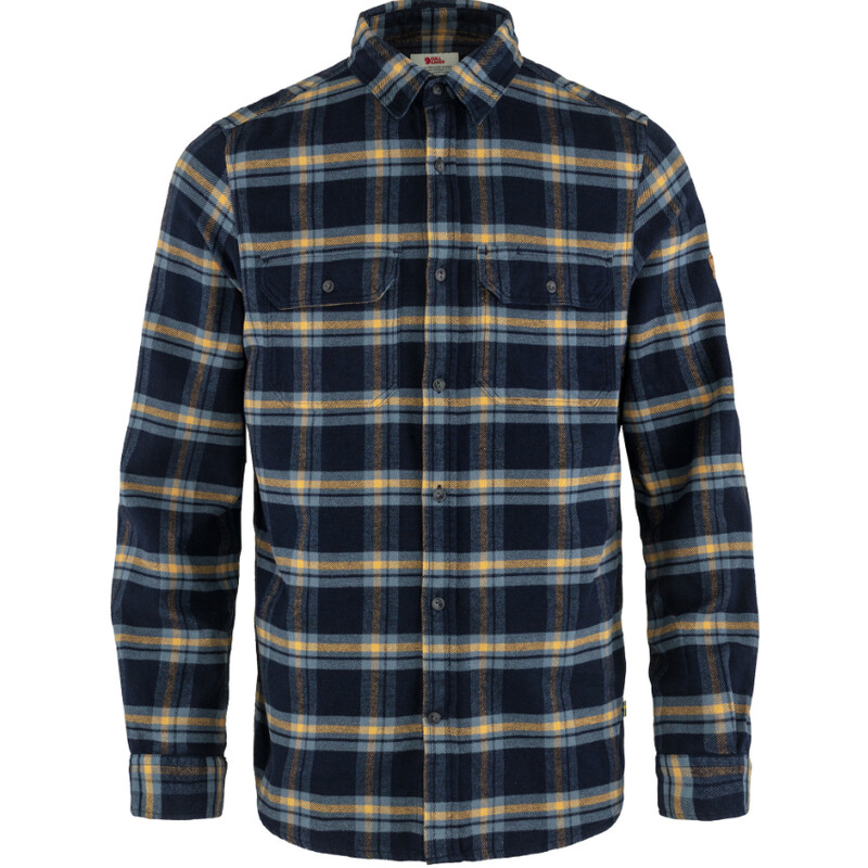Fjällräven Övik zwaar flanellen overhemd M, 555-232 Donker marineblauw/bokbruin, S