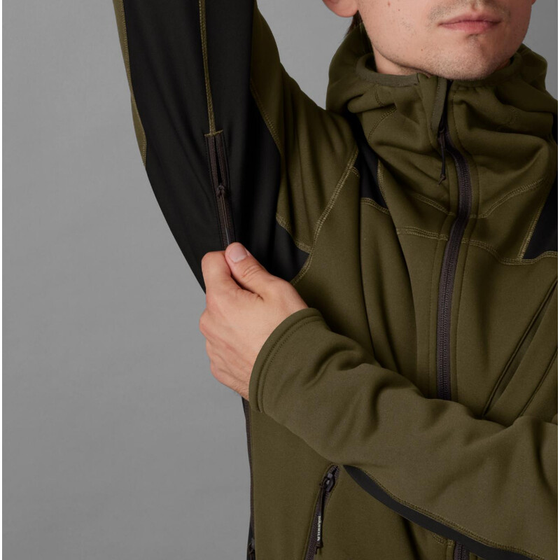 Härkila Deer Stalker Fleece Hoodie , Wilgengroen/Schaduwbruin maat XL