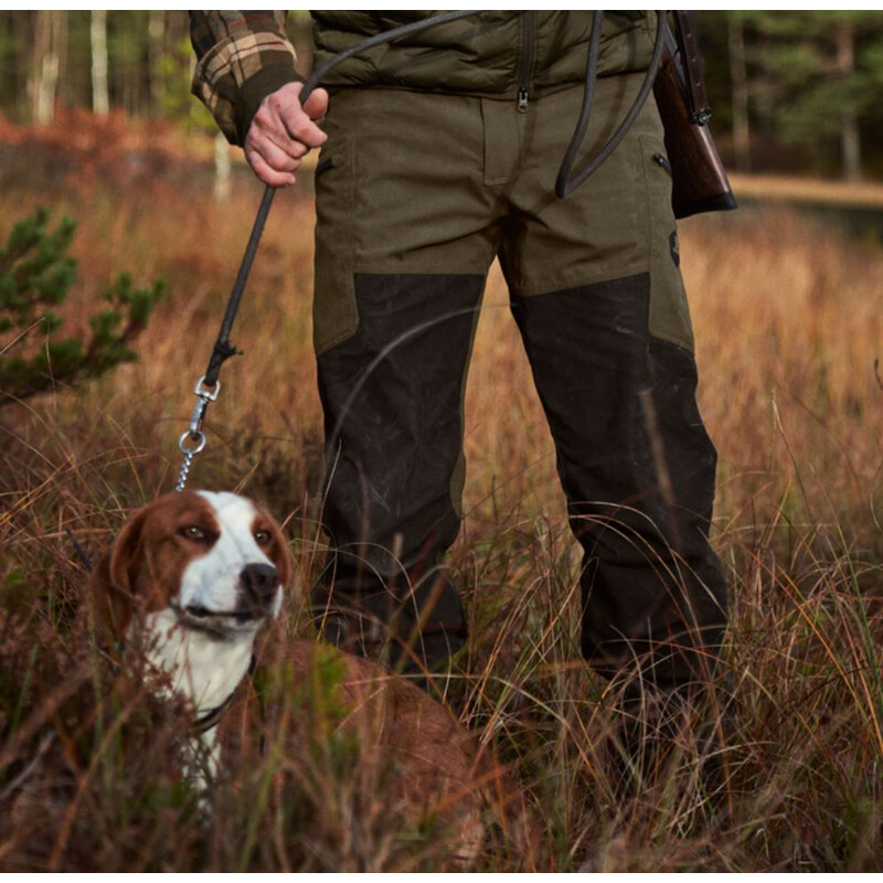Härkila Driven Hunter HWS leren broek, Willow green/Shadow brown, maat 48