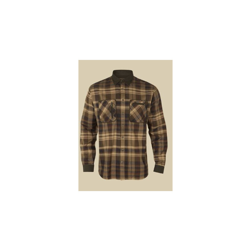 Härkila Pajala overhemd, beige met bruin, maat S