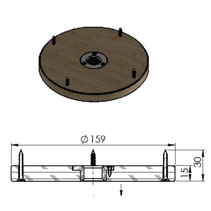 Berlebach Grondplaat voor fotodoos 159mm M10