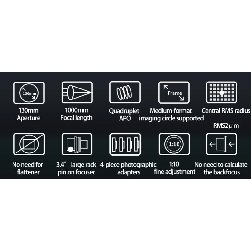 ZWO Apochromatische refractor AP 130/1000 FF130