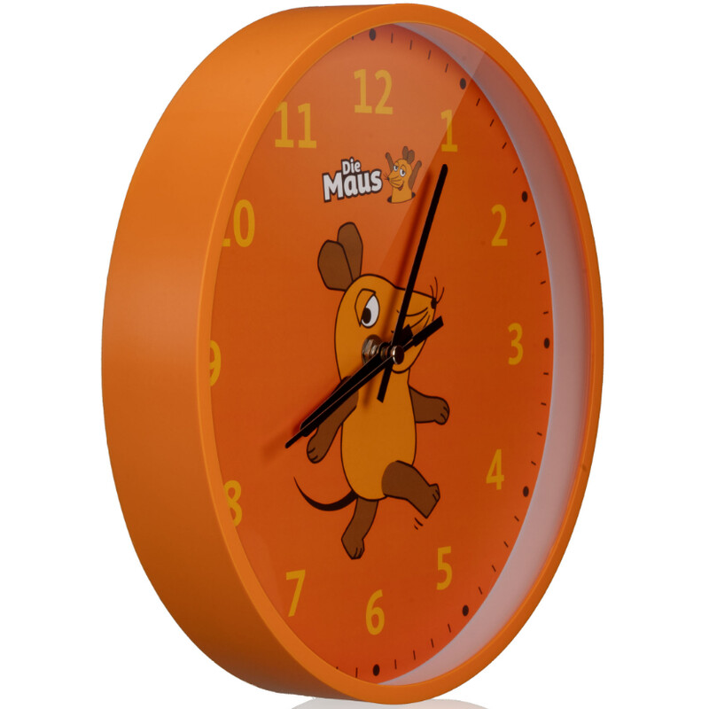 DieMaus Uur Kinderwandklok oranje