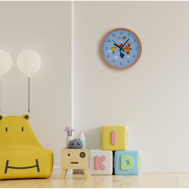 DieMaus Uur Kinderwandklok blauw