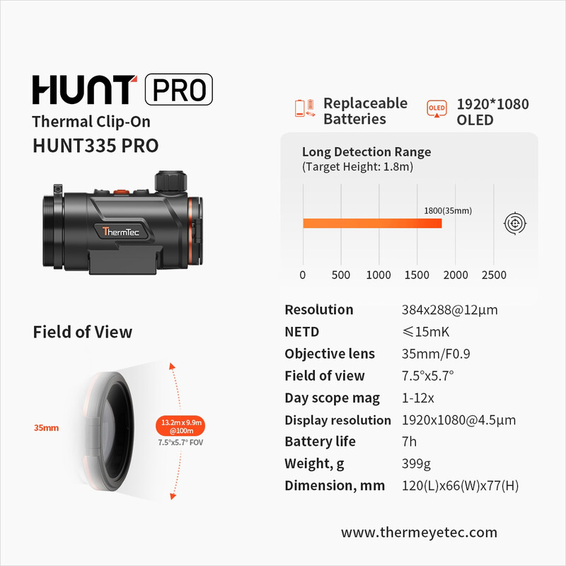 ThermTec warmtebeeldcamera Hunt 335 PRO