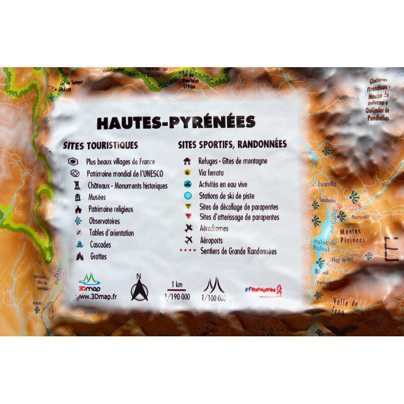 3Dmap Regionale kaart Hautes-Pyrénées (61cm x 41cm)