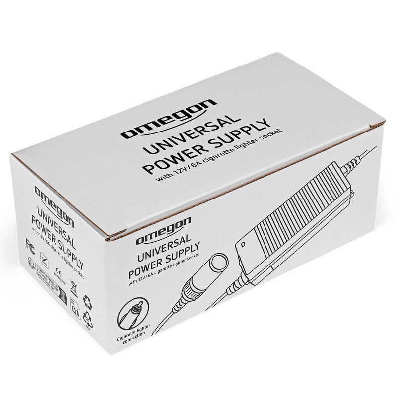 Omegon Stroomvoorziening Euro-universele voeding 12 V/6 A, sigarettenaansteker-aansluiting