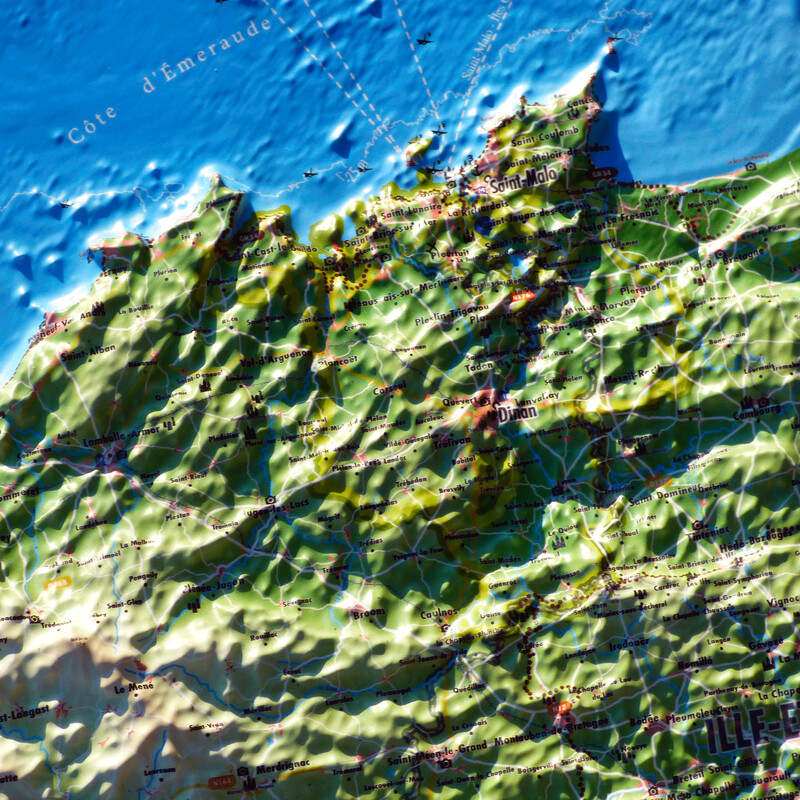 3Dmap Regionale kaart Carte en relief de la Bretagne (61 cm x 41 cm)