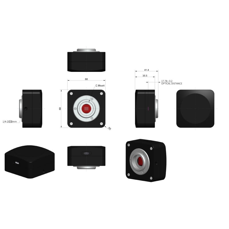 ToupTek Camera ToupCam E10ISPM 21000KPA, kleur, CMOS, 4/3", 3,3 µm, 25-240 fps, 21 MP, USB 3.2