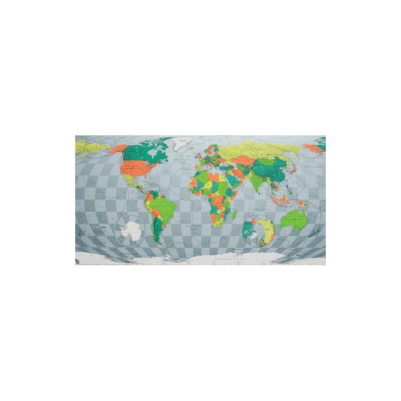 The Future Mapping Company Wereldkaart Kleurenkaart World map groen / oranje / blauw, magnetisch