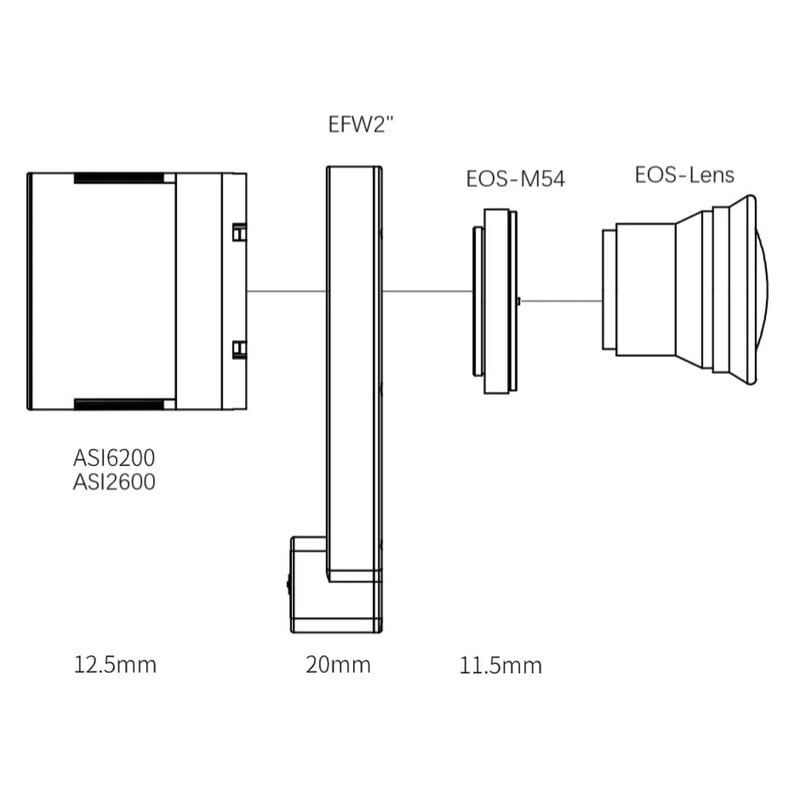 ZWO DSLR-Lens adapters Canon EOS / EFW 2"