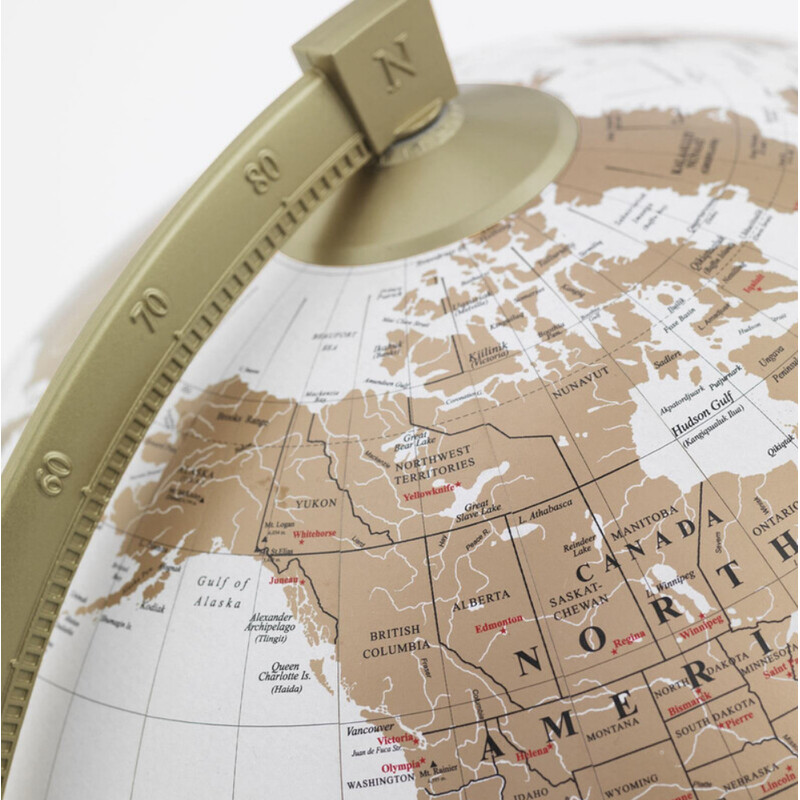 Zoffoli living Globe James Cook Goud/Wit 33 cm