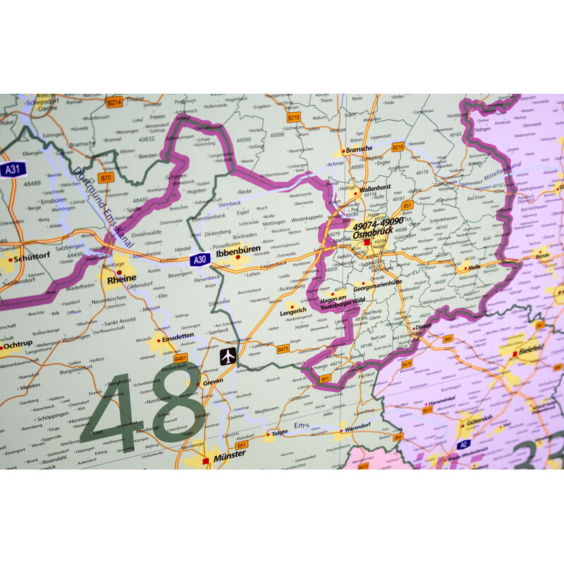 GeoMetro Regionale kaart Postcodes Nedersaksen (100 x 123 cm)