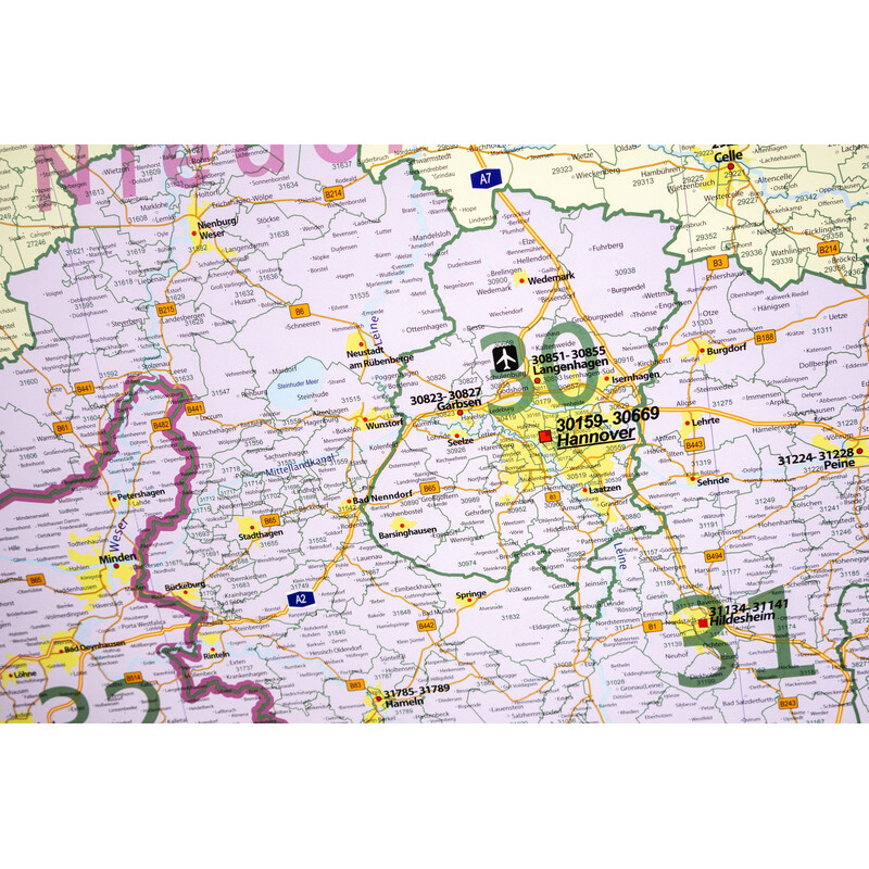 GeoMetro Regionale kaart Postcodegebieden Nedersaksen (100 x 110 cm)