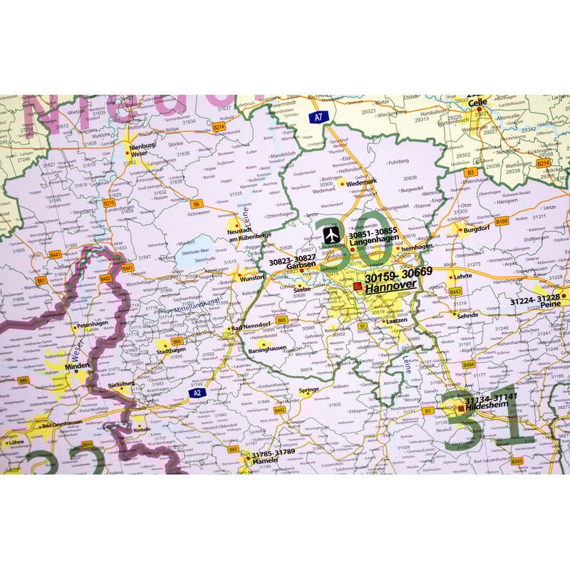 GeoMetro Regionale kaart Postcodes Nedersaksen (100 x 123 cm)