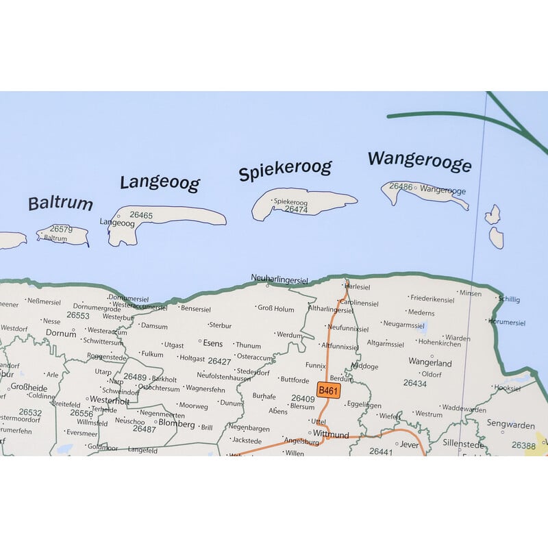 GeoMetro Regionale kaart Postcodegebieden Nedersaksen (100 x 110 cm)