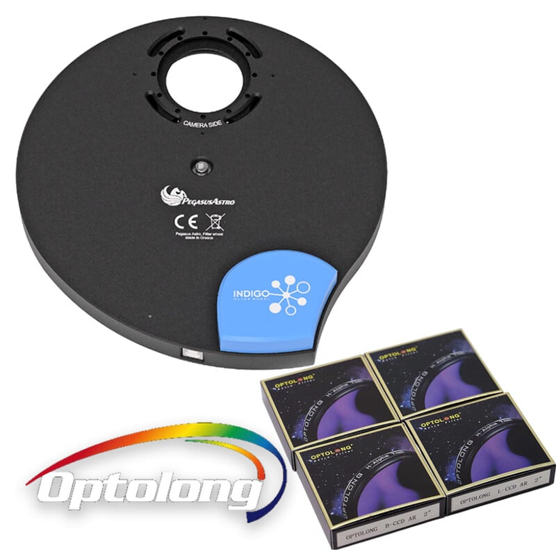 PegasusAstro Filterwiel Indigo + Optolong LRGB-filter 2"